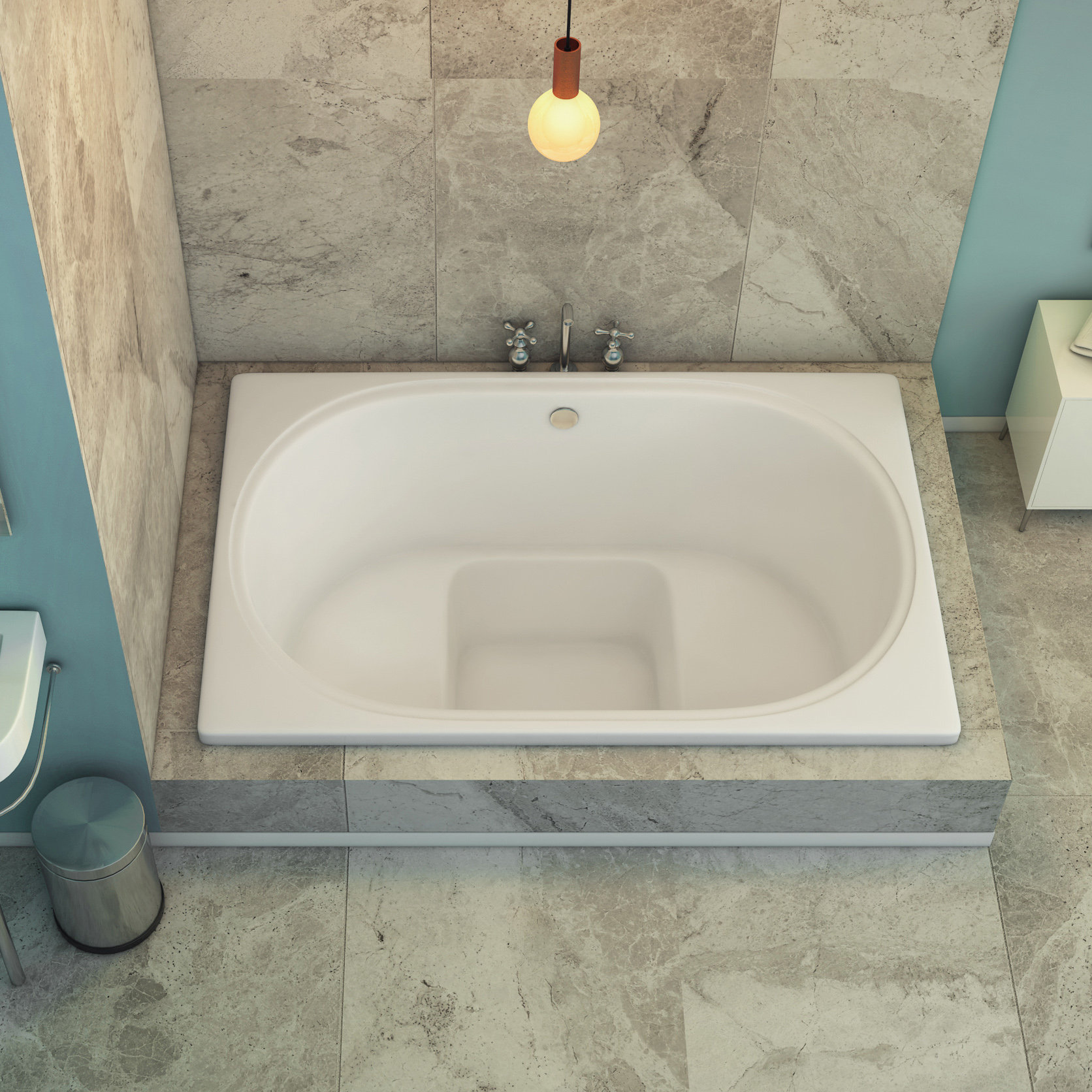 Malibu Home Honolua 60" x 40" Drop In Deep Air Acrylic Bathtub with